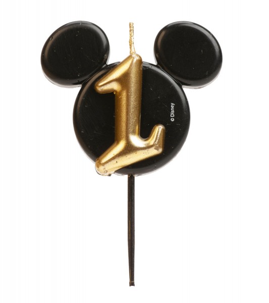 Kuchenkerze Mickey Mouse Ohren "1" - 8,5 cm