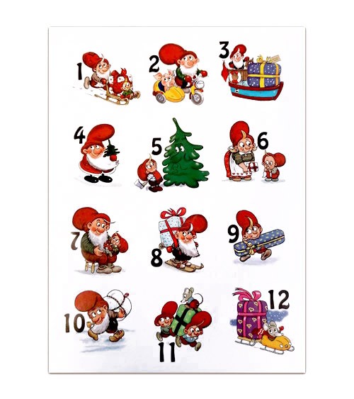 Sticker "Adventskalender-Zahlen mit Wichteln" - 1-24