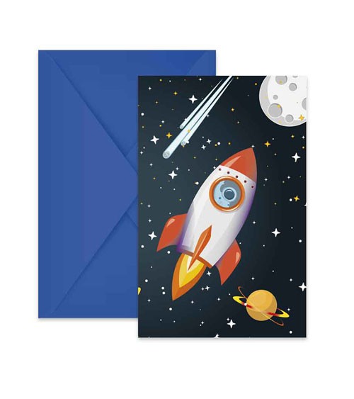 Einladungskarten "Rocket Space" - 6 Stück