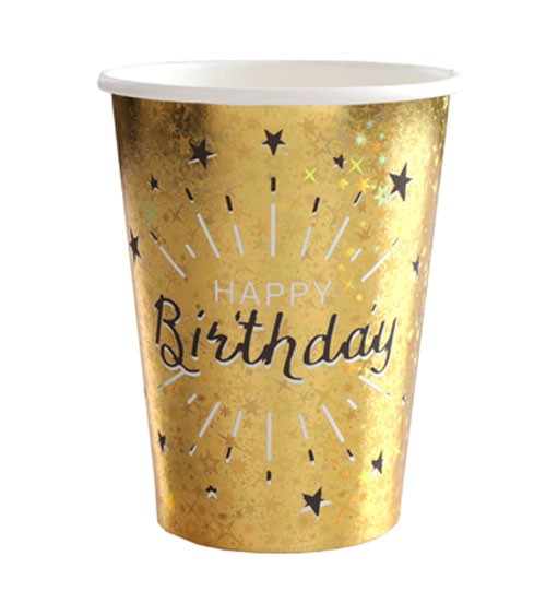 Pappbecher "Sparkling Gold" - Happy Birthday - 10 Stück