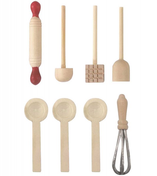 Miniatur Backutensilien aus Holz - 8-teilig