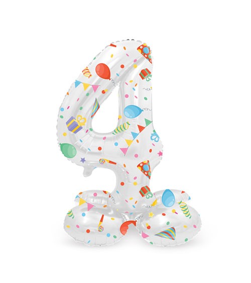 Stehender Folienballon Zahl "4" - Joyful Party - 41 cm