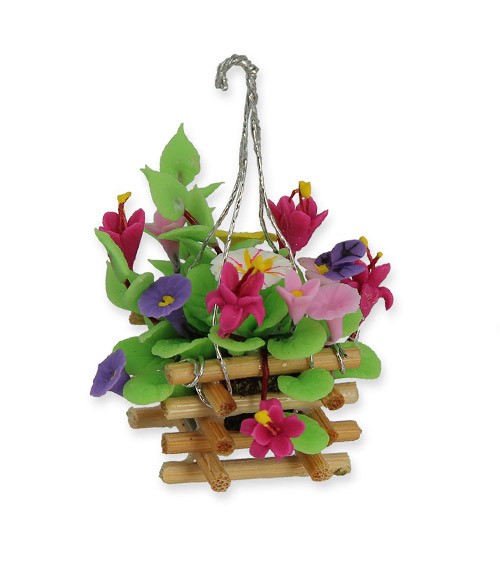 Mini Blumenampel - bunt - 3 x 5,5 cm