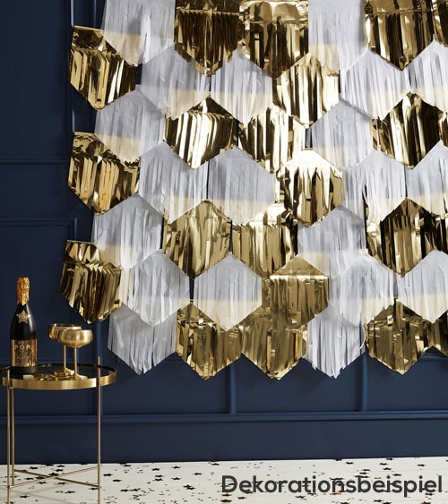 DIY Tassel-Backdrop - weiss/gold - 49-teilig