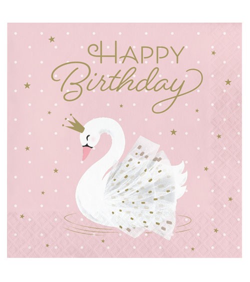 Servietten "Eleganter Schwan" - Happy Birthday - 16 Stück