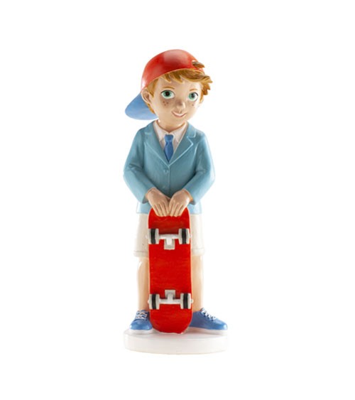 Deko-Figur "Kommunion" - Junge mit Skateboard - 16 cm