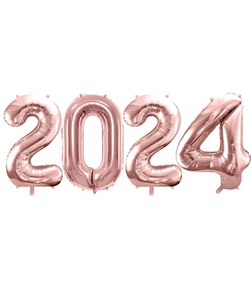 SuperShape-Folienballon-Set "2024" - roségold - 86 cm