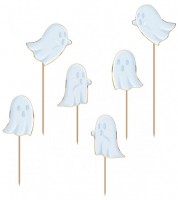 Picks "Geister" - pastellblau, gold - 6 Stück