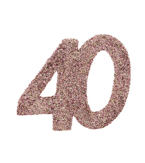Streuteile mit Glitter "40" - rosegold - 6 Stück