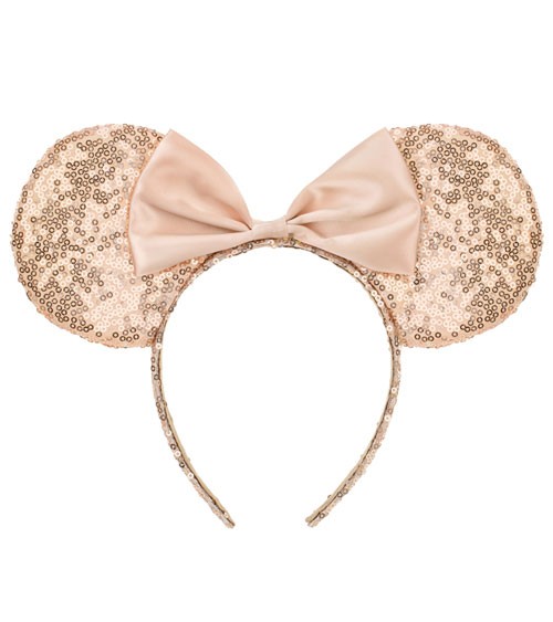 Haarreif mit Mausohren und Schleife - nude, rosegold