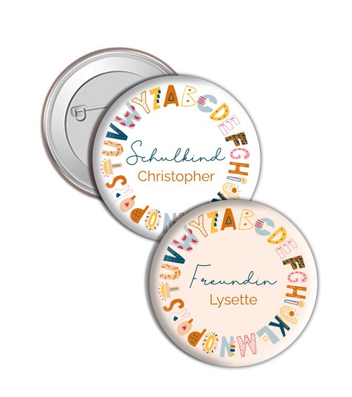 Dein Button "Alphabet" - Wunschtext