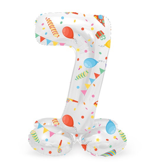 Stehender Folienballon Zahl "7" - Joyful Party - 72 cm