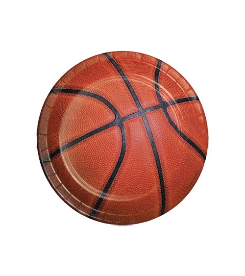 Kleine Pappteller "Basketball" - 8 Stück