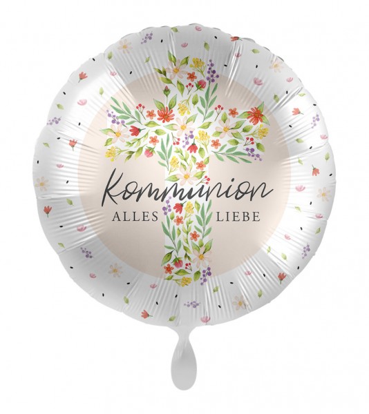 Runder Folienballon "Flowery Communion" - 43 cm