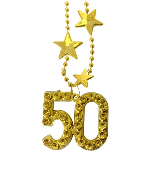Goldene Halskette aus Kunststoff "50. Geburtstag"