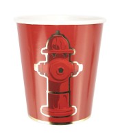 Pappbecher "Feuerwehr" - Hydrant - 8 Stück