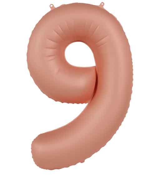 Folienballon Zahl "9" - vintage rose - 86 cm