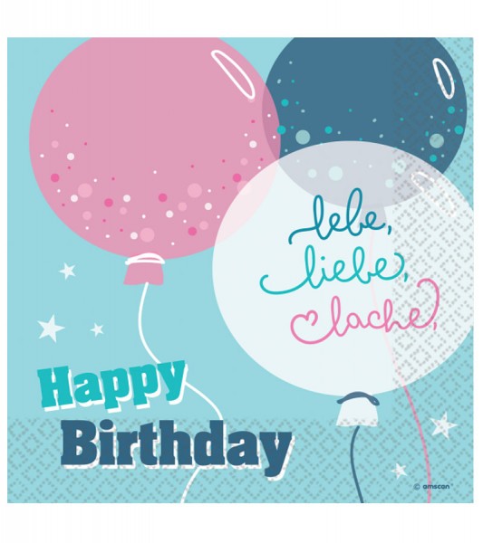 Servietten "Happy Birthday - lebe, liebe, lache" - 16 Stück