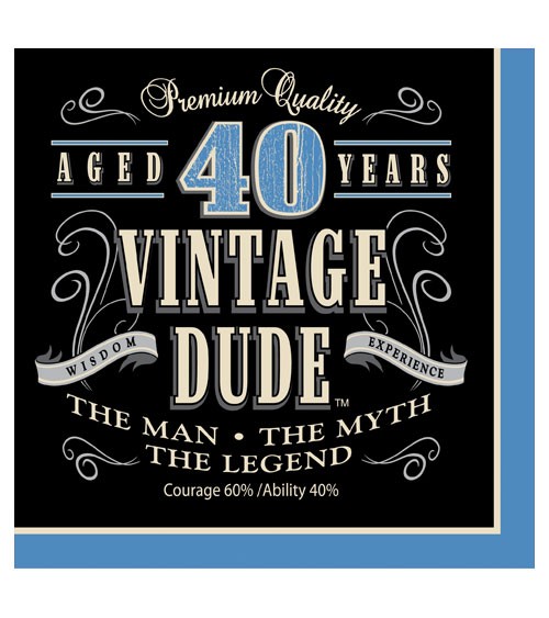 Servietten "Vintage Dude - 40. Geburtstag" - 16 Stück