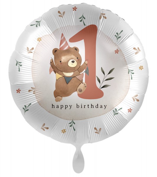 Folienballon "Teddy" - 1. Geburtstag - 43 cm