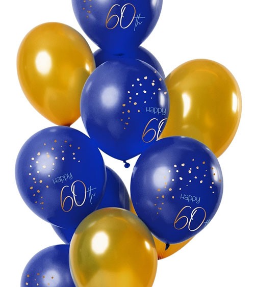 Luftballon-Set "True Blue & Gold - 60. Geburtstag - 12-teilig