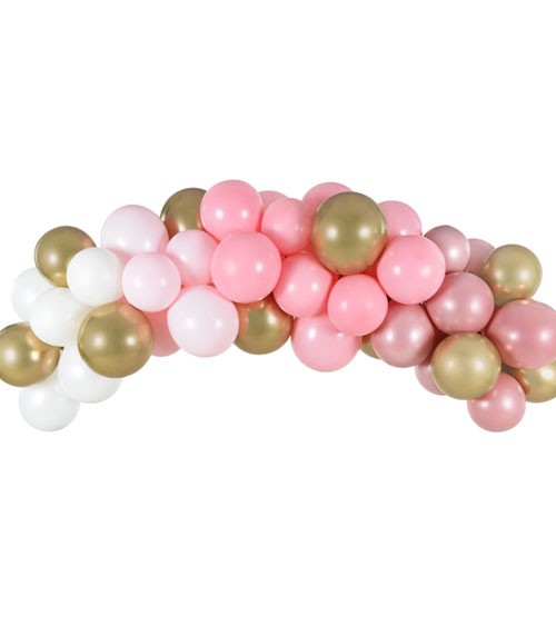 DIY Ballongirlande - rosa, gold & weiß - 60-teilig