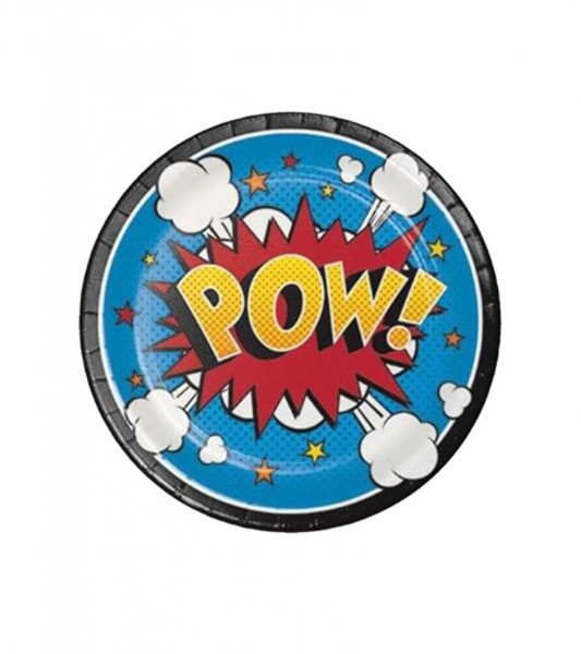 Kleine Pappteller "Superheld" - 8 Stück