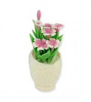 Vase mit Mini Blümchen - weiß - rosa - 5,3 cm
