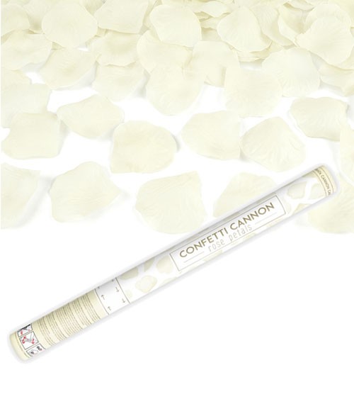 Konfetti-Kanone mit Rosenblättern - creme - 60 cm