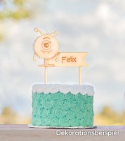 Dein Cake-Topper "Monster" aus Holz - Wunschtext