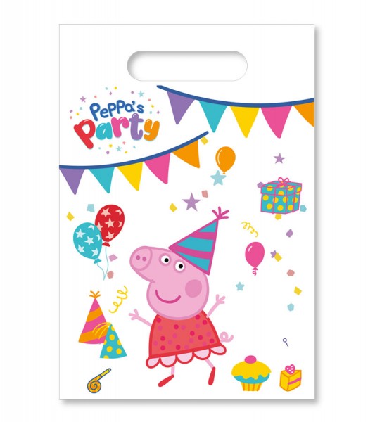 Partytüten aus Kunststoff "Peppa Pig" - 6 Stück