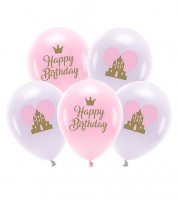 Luftballon-Set "Happy Birthday Princess" - rosa, lavendel - 5-teilig