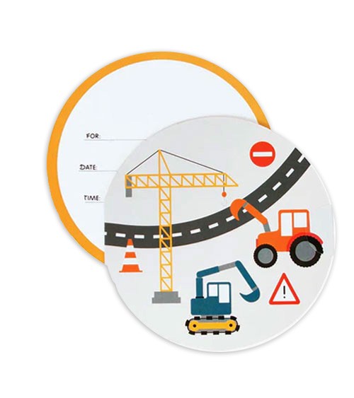 Einladungskarten "Baustelle" - 8 Stück