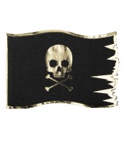 Shape-Servietten "Piratenflagge" - schwarz/gold - 16 Stück