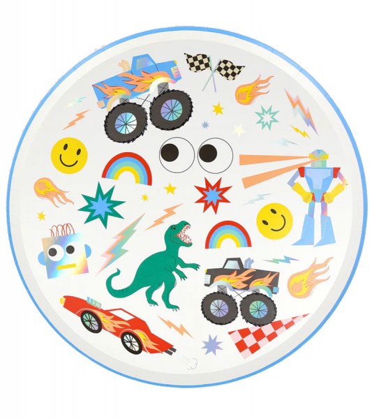 Große Pappteller "Toybox Icon" - 8 Stück
