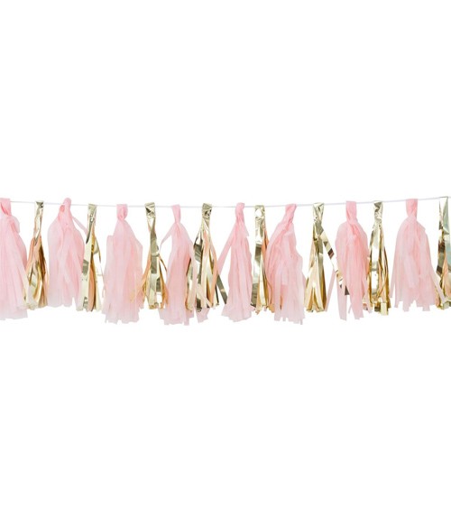 DIY-Tasselgirlande - rosa/gold - 17-teilig