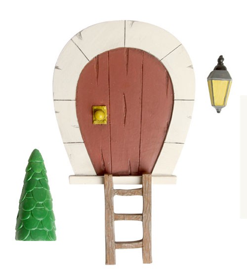 Wichteltür-Set aus Polyresin "Nisse" - 4-teilig