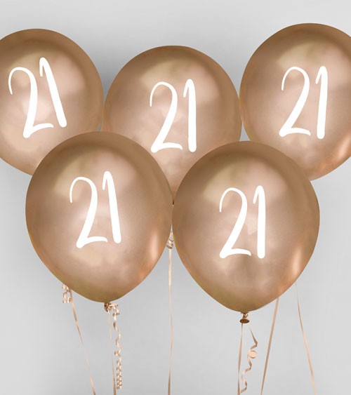 Metallic-Luftballons "21" - gold - 5 Stück