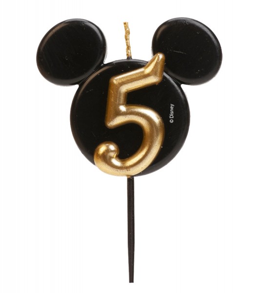 Kuchenkerze Mickey Mouse Ohren "5" - 8,5 cm