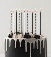 Kuchenkerzen-Set - schwarz & weiß - 12 Stück