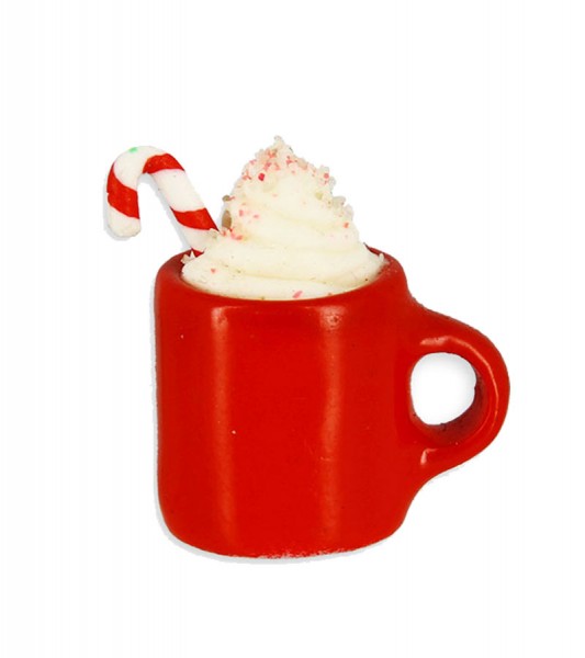 Miniatur Tasse mit Cappuccino und Zuckerstange - 2 cm