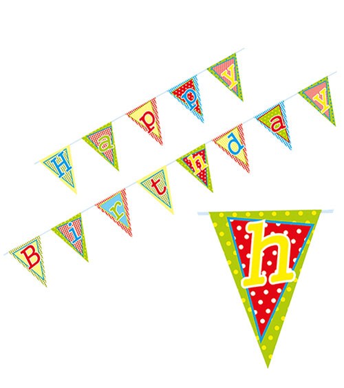 Wimpelkette "Happy Birthday" - 4 m