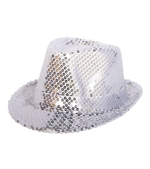 Trilby-Hut mit Pailletten - silber