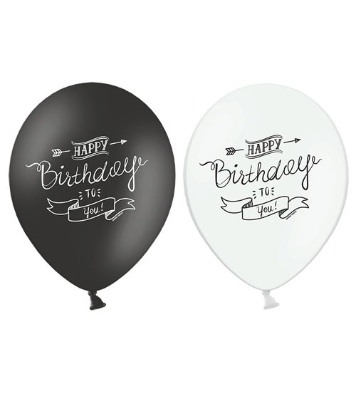 Luftballon-Set "Happy Birthday to you" - schwarz/weiß - 6 ...
