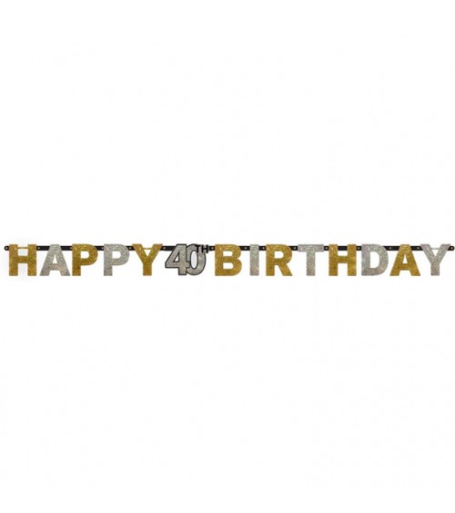 Happy Birthday-Girlande "Sparkling Celebration" - 40. Geburtstag