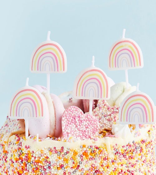 Kuchenkerzen "Rainbow Pastel" - 5 Stück