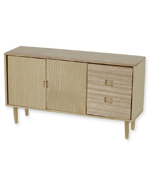 Sideboard aus Holz - 1:12 - Esche natur - 7,2 cm