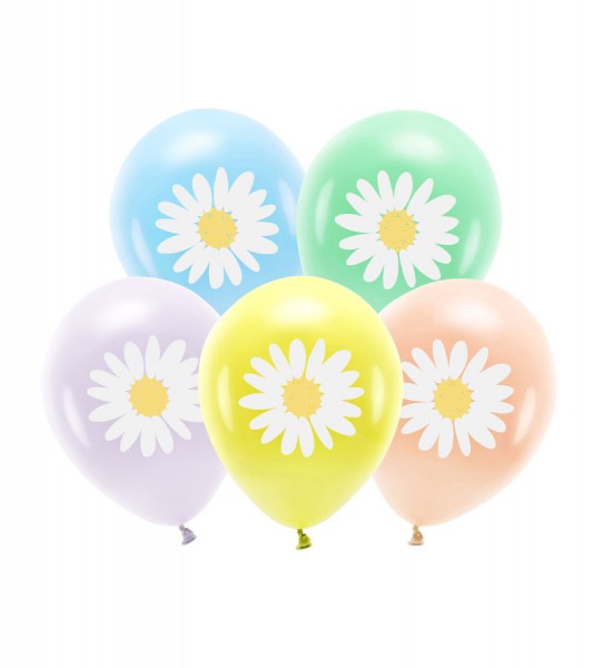 Luftballon-Set mit Gänseblümchen - pastell - 5-teilig