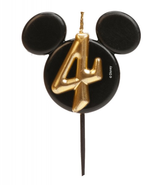 Kuchenkerze Mickey Mouse Ohren "4" - 8,5 cm
