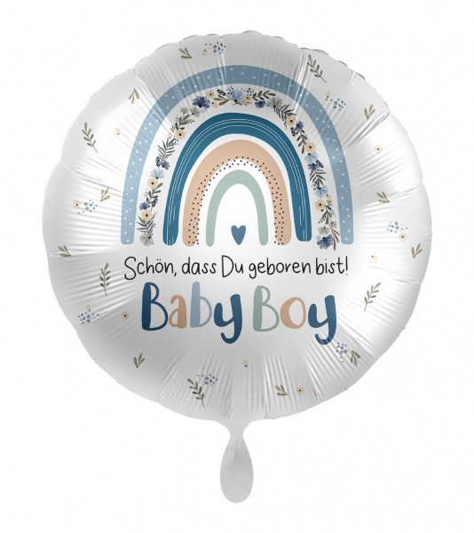 Runder Folienballon "Baby Boy - Regenbogen" - 43 cm